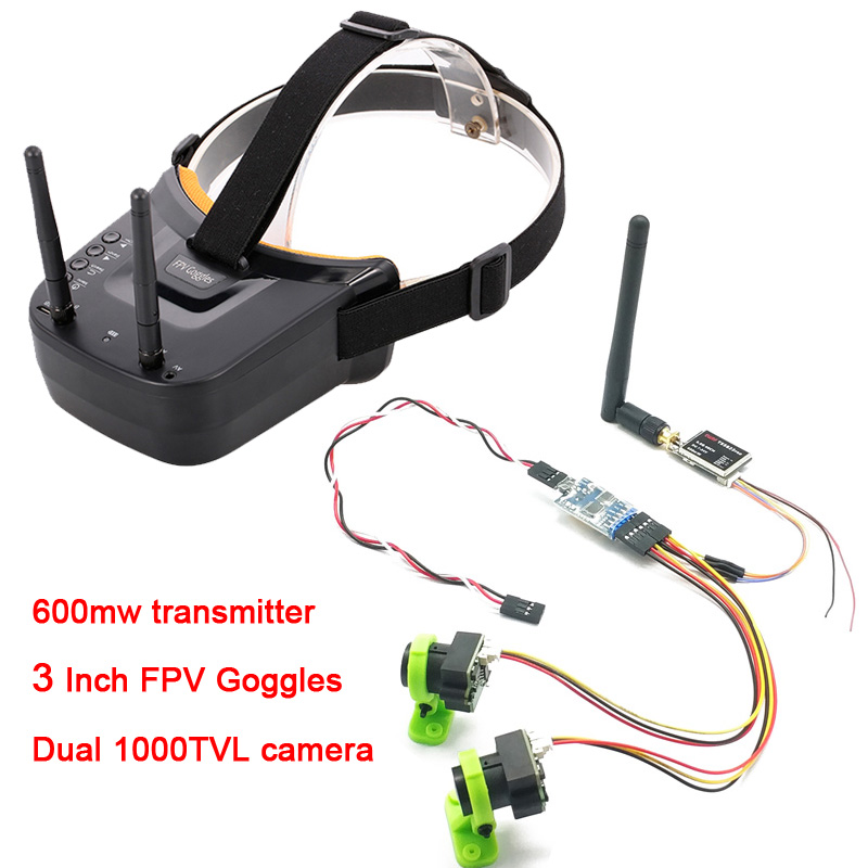 Fpv Goggles Headset - 3 قنوات كاميرا فيديو مزدوجة CMOS