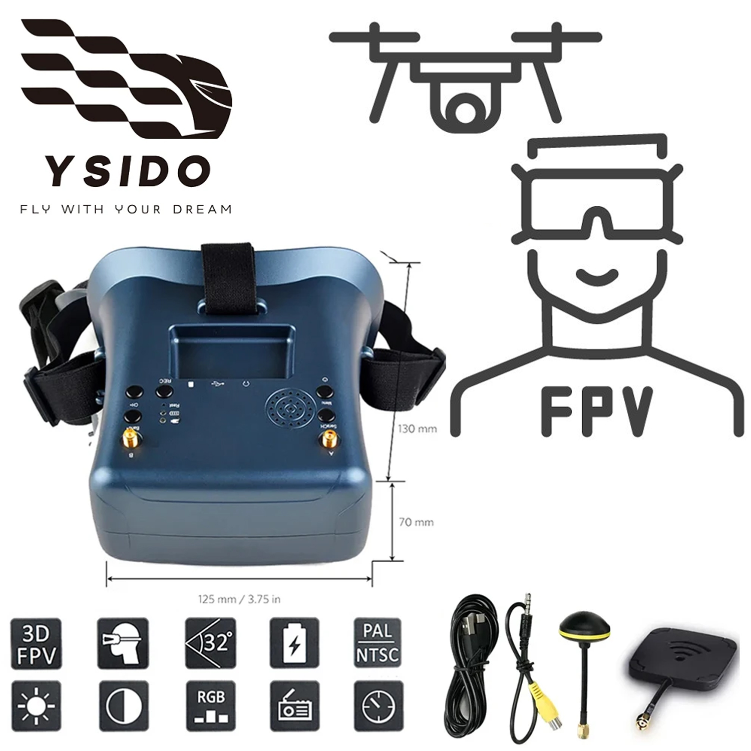 Fpv Goggles Headset - FPV نظارات 008D 5.8G 40CH 4.3