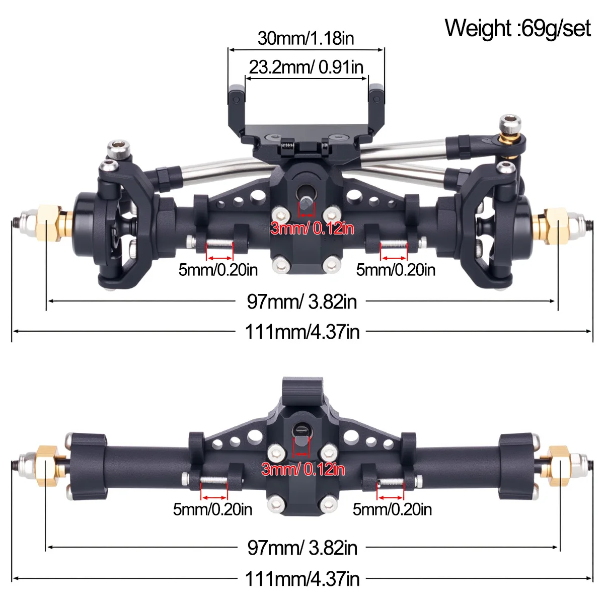 مجموعة محاور أمامية وخلفية بلا - مراجعة Rc Crawler Axle Parts وسعره